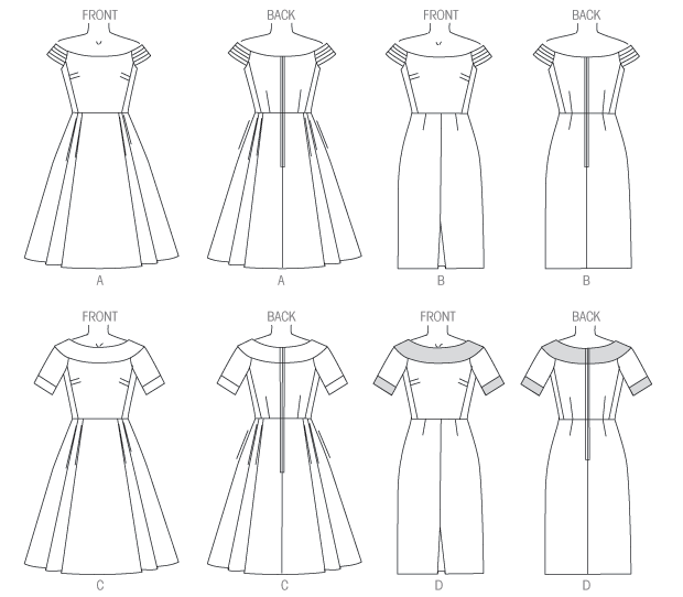 Butterick B6129 sewing pattern envelope showing lined bodice dress designs