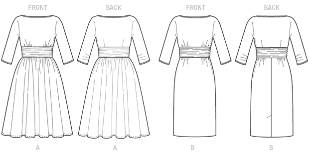 Butterick B6242 sewing pattern envelope showing women's pullover dress designs