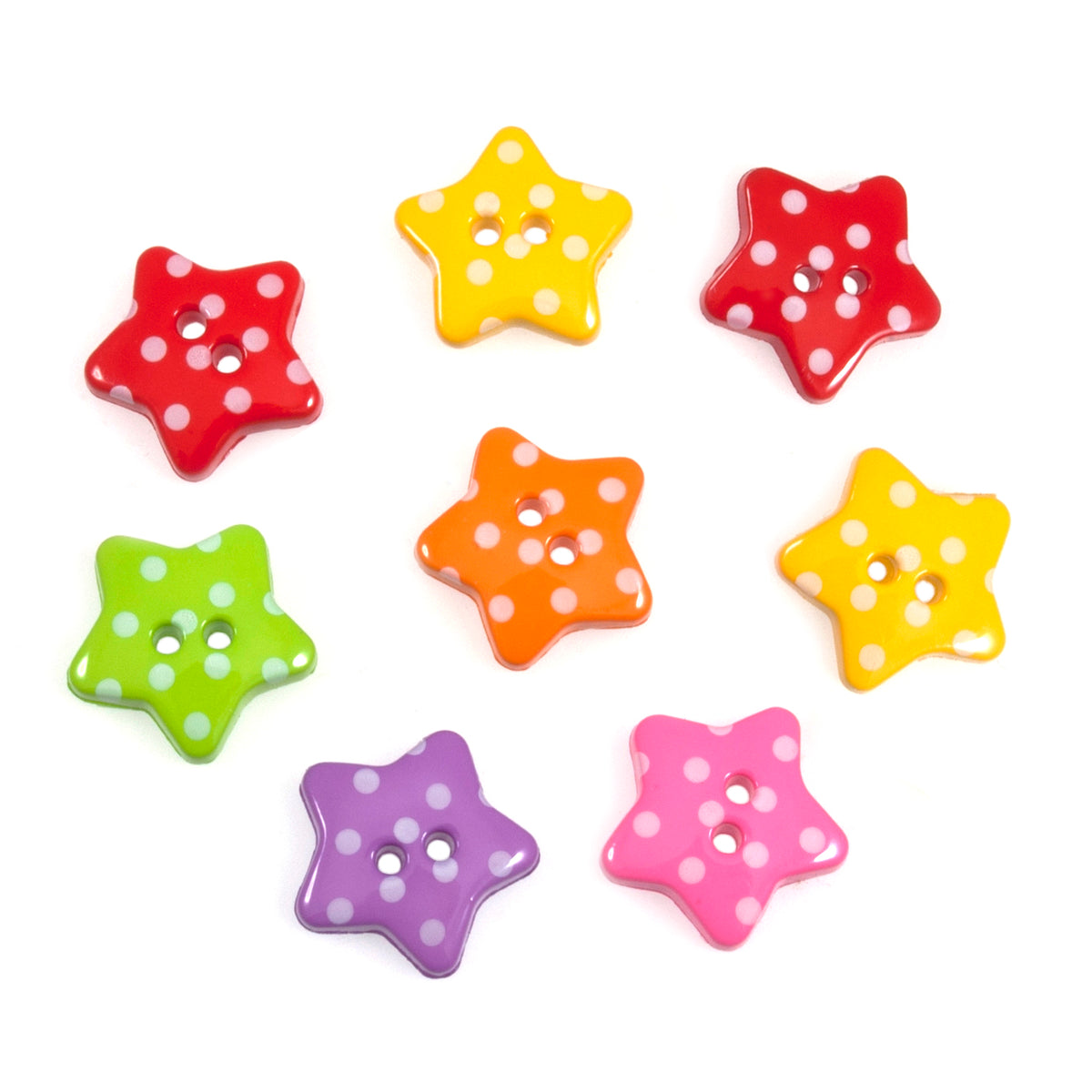 Pack of star-shaped novelty buttons with a dotty pattern