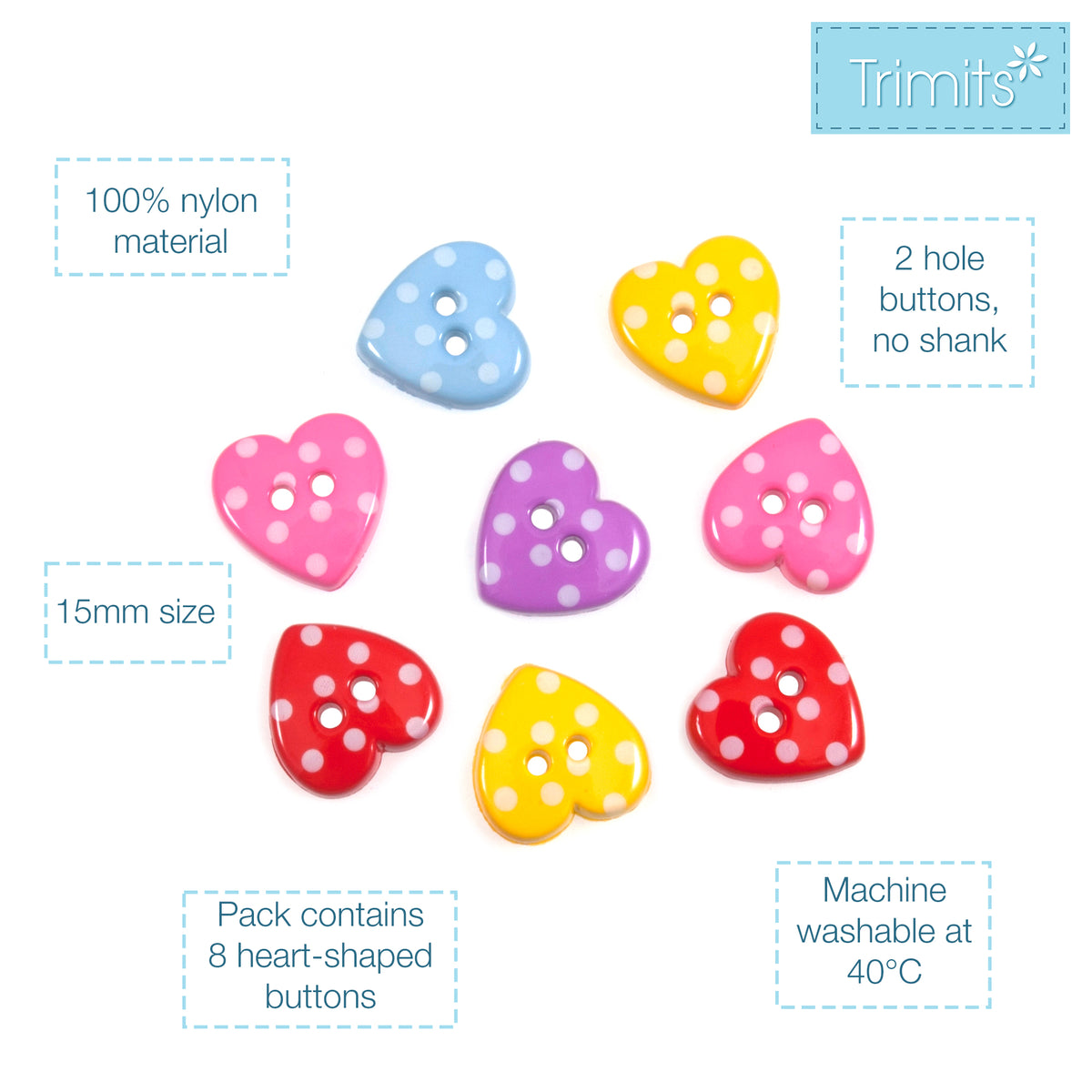 Dotty heart novelty buttons