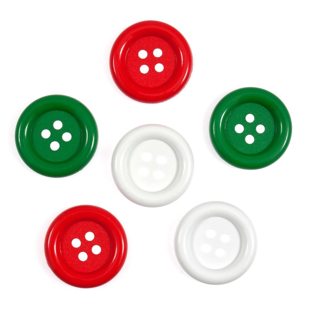 Pack of 6 large christmas 4 hole craft buttons