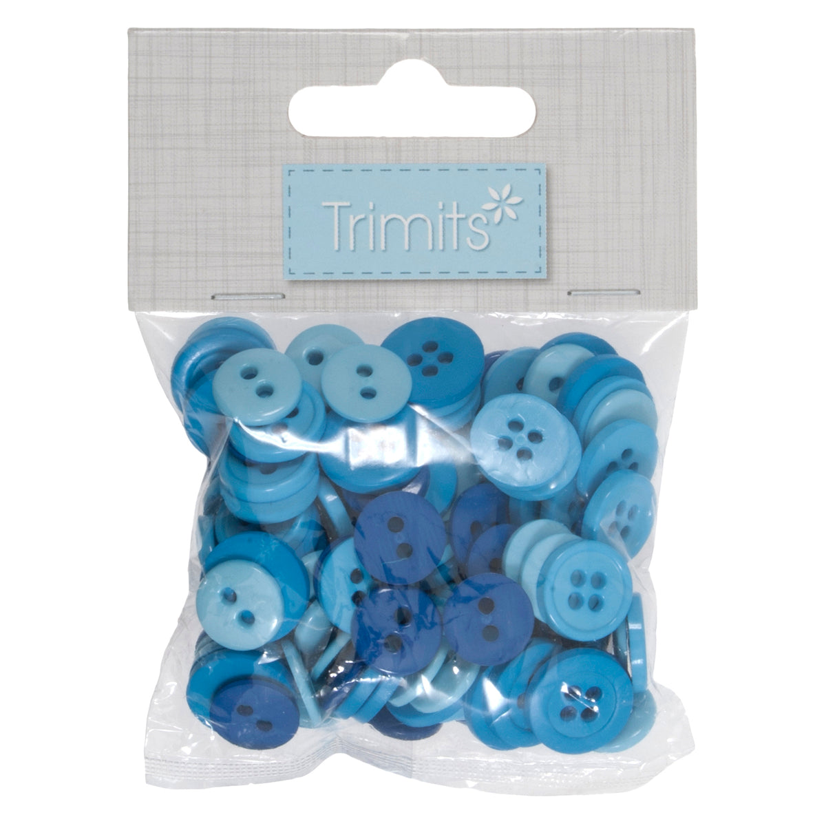 Pack of assorted small blue craft buttons
