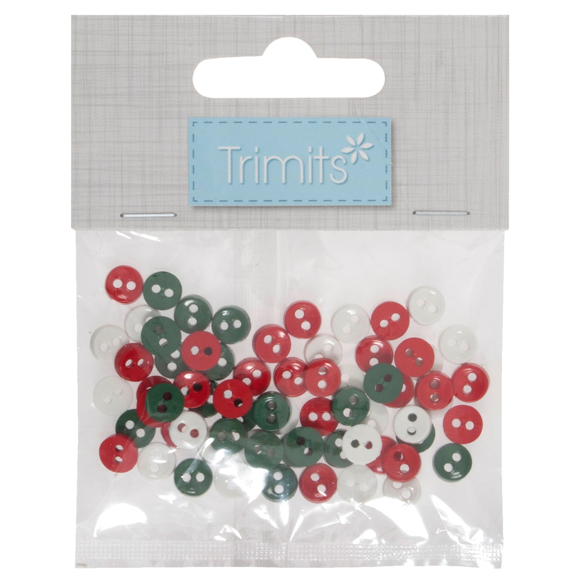 Mini craft buttons in a red and green mix