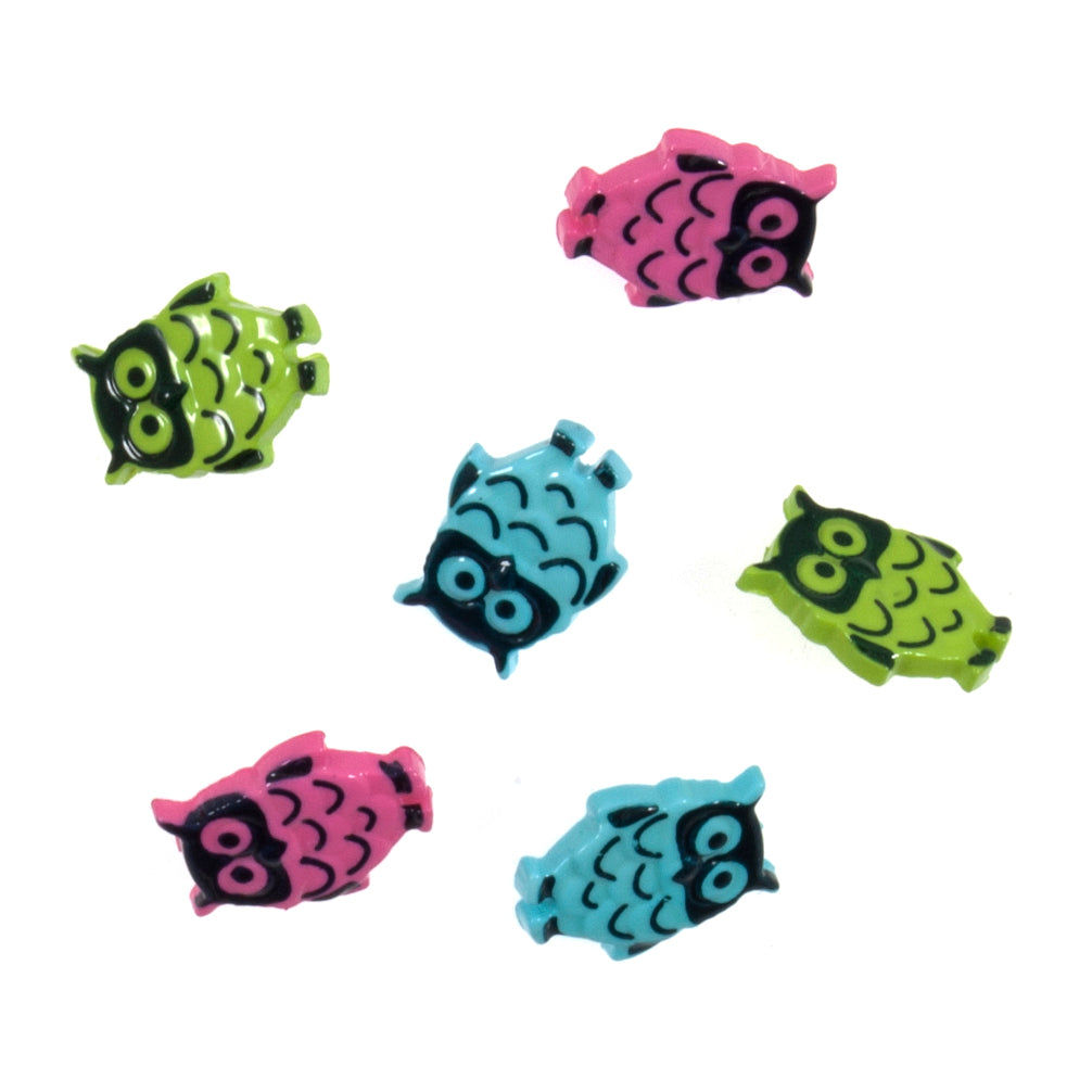 Card of 6 Trimits owls novelty buttons