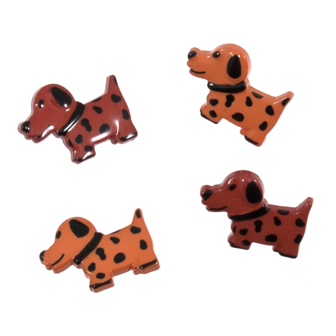 Brown dog shaped novelty buttons