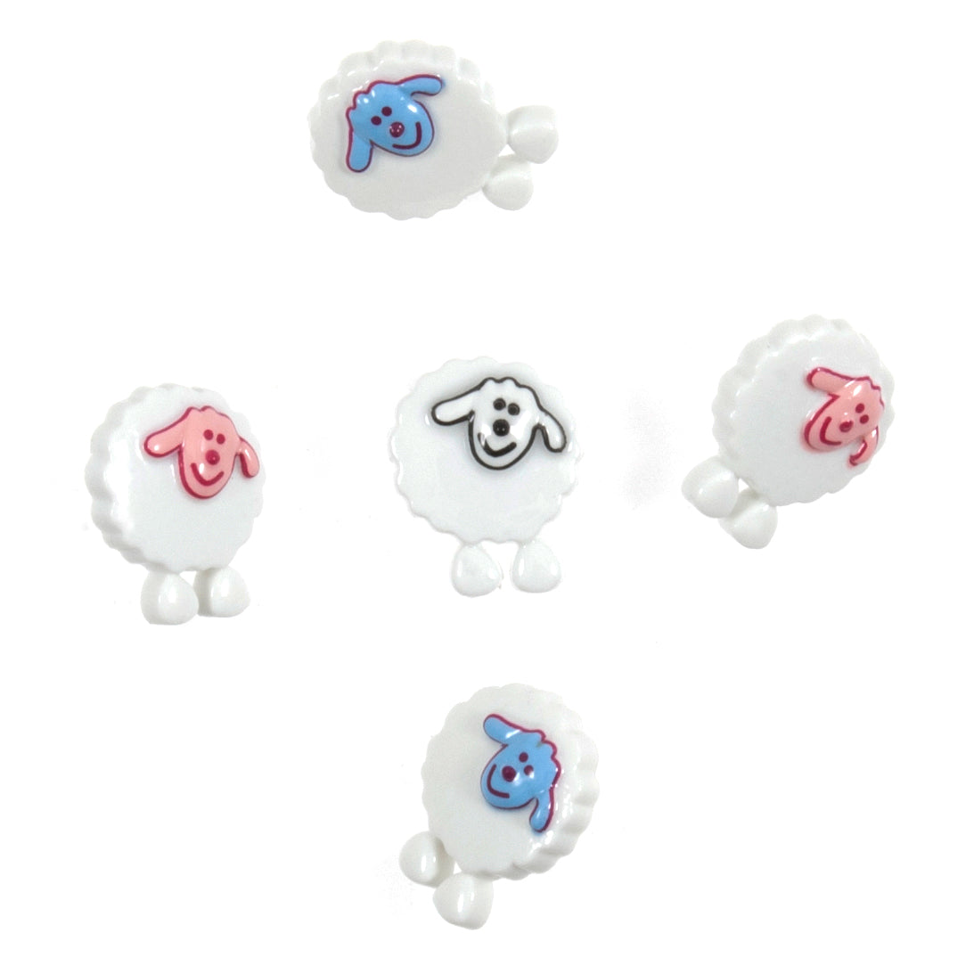 Card of 5 Trimits sheep novelty buttons