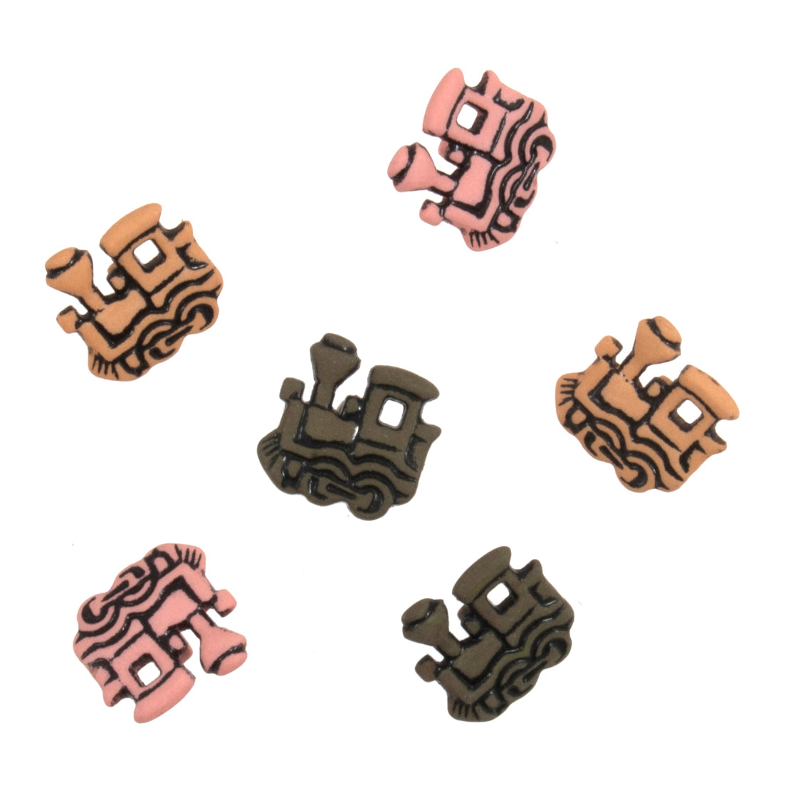 Card of 6 Trimits trains novelty buttons