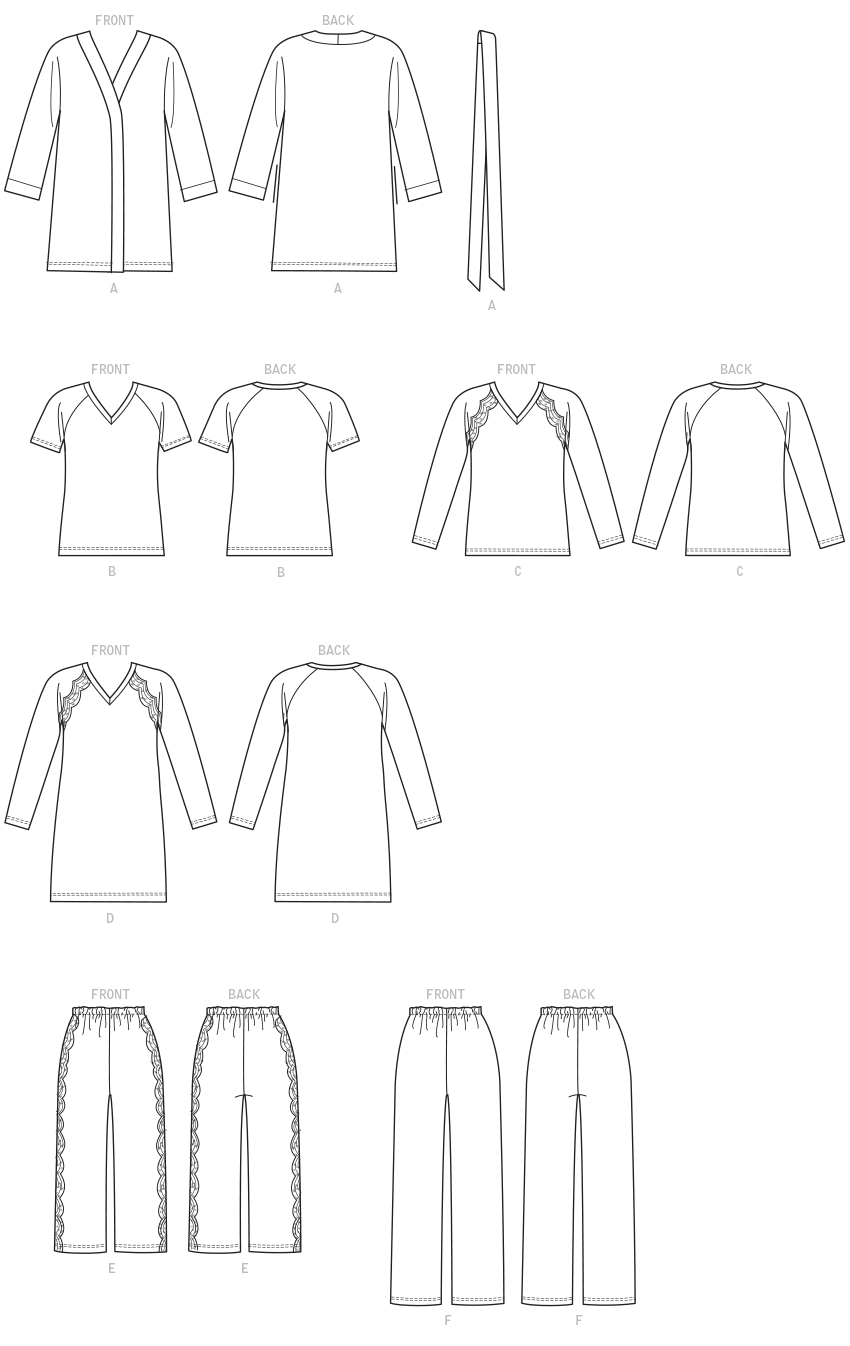 Butterick B6428 sewing pattern envelope showing misses robe designs