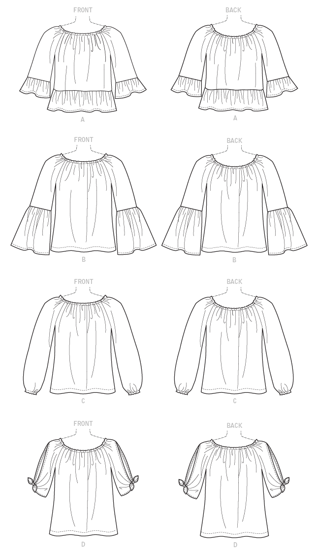 Butterick B6455 sewing pattern envelope showing misses pullover top designs