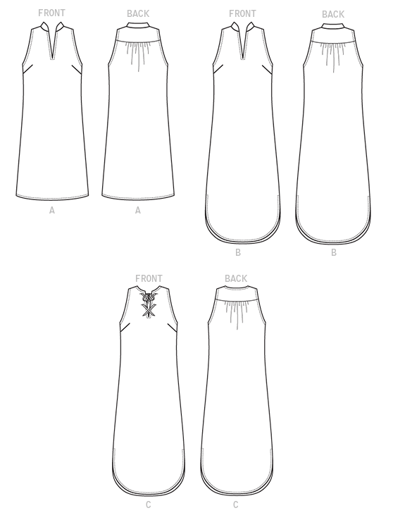 Butterick B6551 sewing pattern envelope showing misses loose dress designs