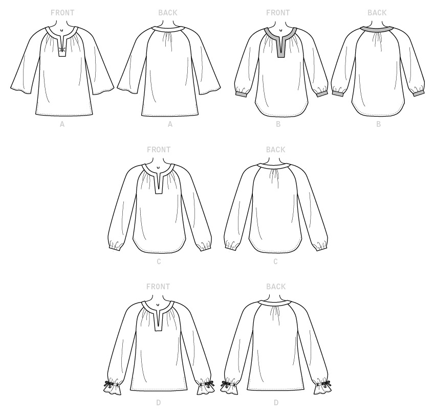 Butterick B6632 sewing pattern envelope showing misses raglan top designs