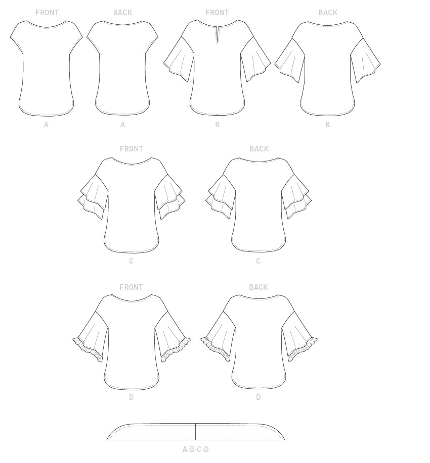 Butterick B6685 sewing pattern envelope showing a pullover top with drop shoulders