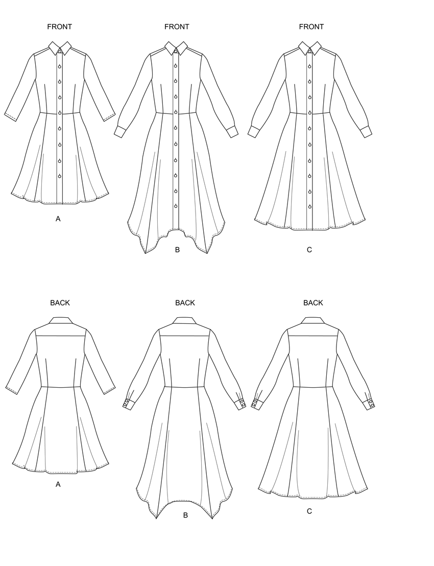 Butterick B6702 sewing pattern envelope showing a dress with a fitted bodice and flared skirt