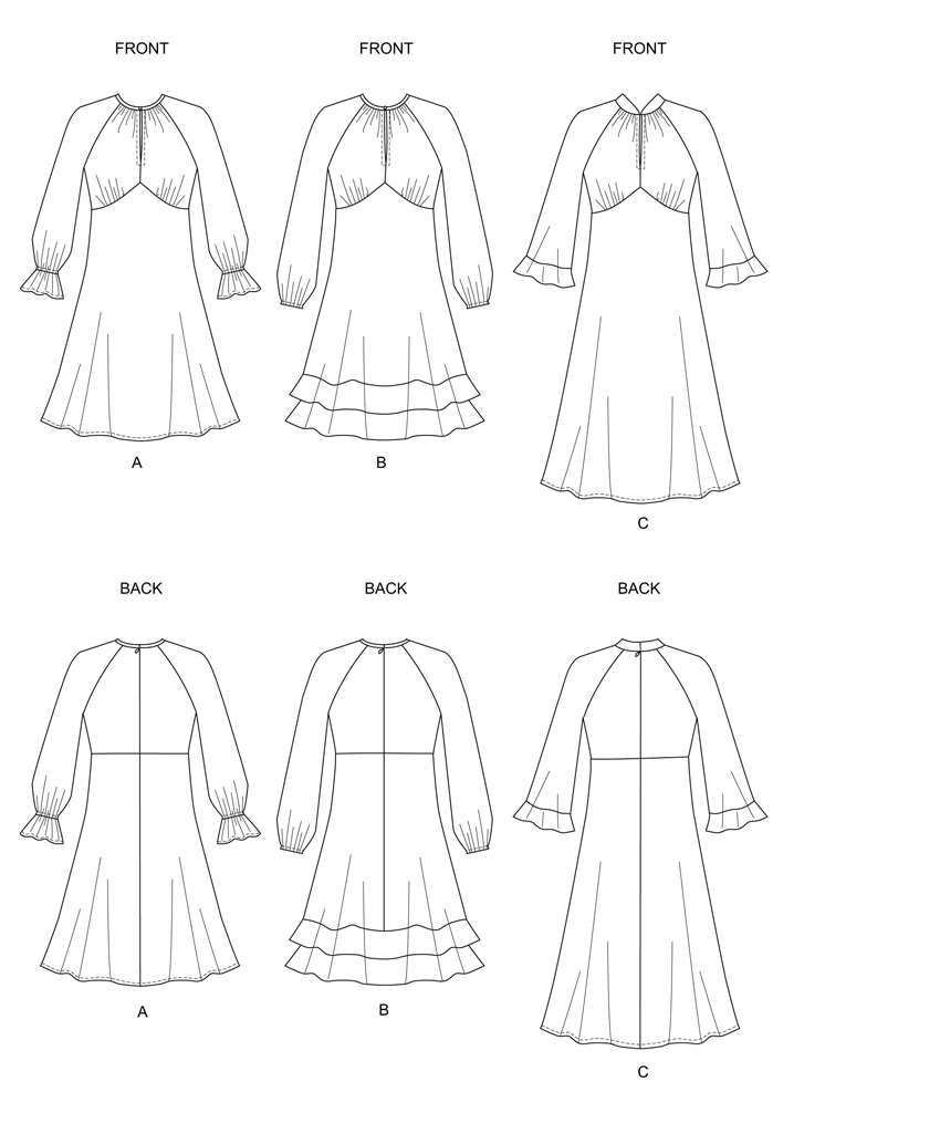 Butterick B6705 sewing pattern envelope showing a close-fitting dress in two lengths