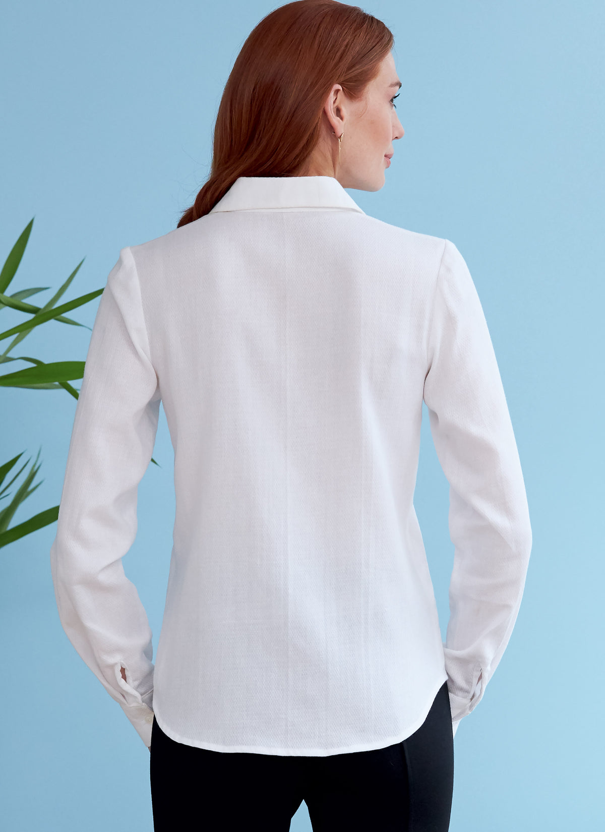 Butterick B6747 sewing pattern envelope showing misses' fitted shirts designs