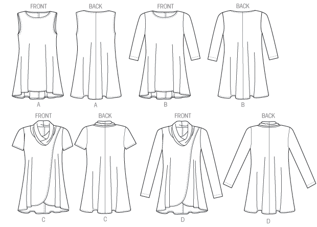 Butterick B6752 sewing pattern envelope showing misses' flared tunic designs