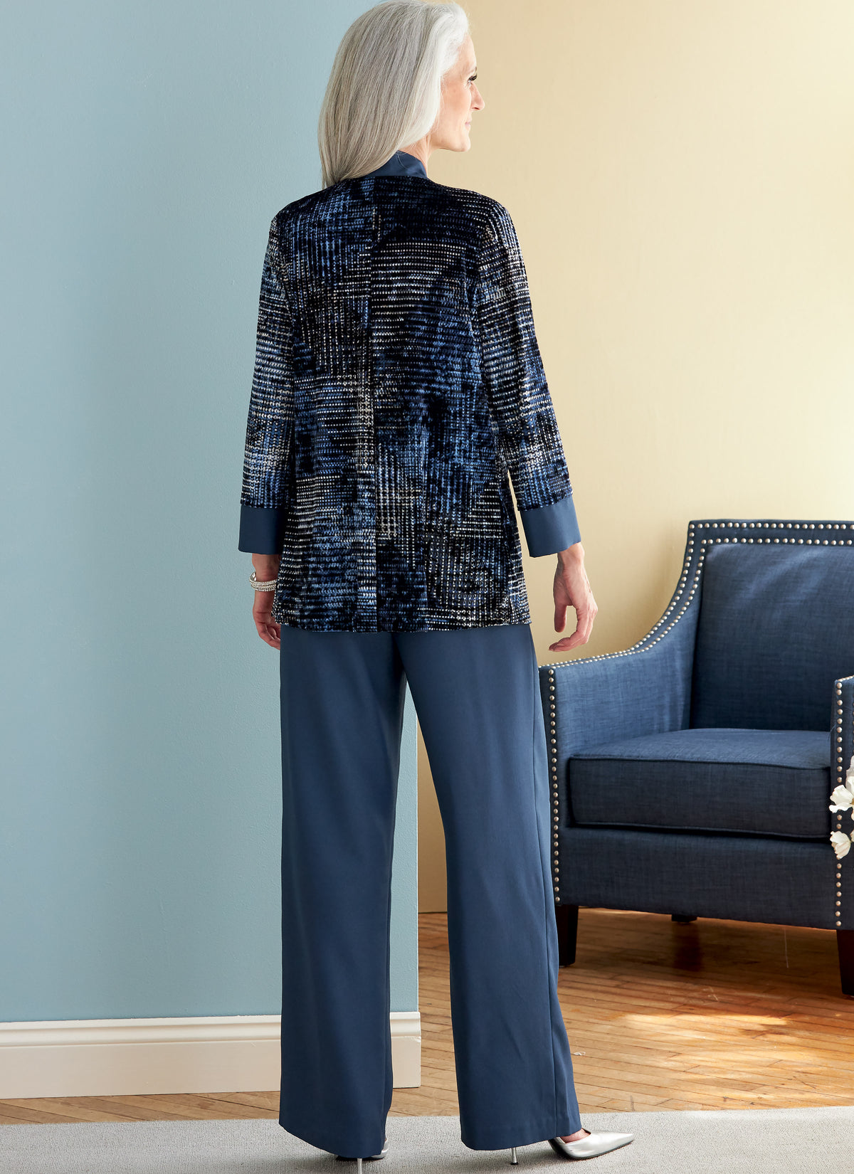 Butterick B6796 sewing pattern envelope showing misses' jacket, dress, skirt and trousers designs