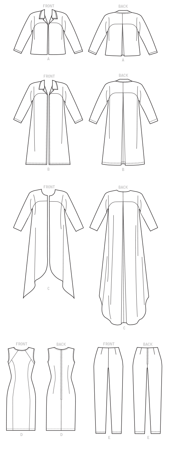 Butterick B6802 sewing pattern envelope showing women's loose fitting jacket designs