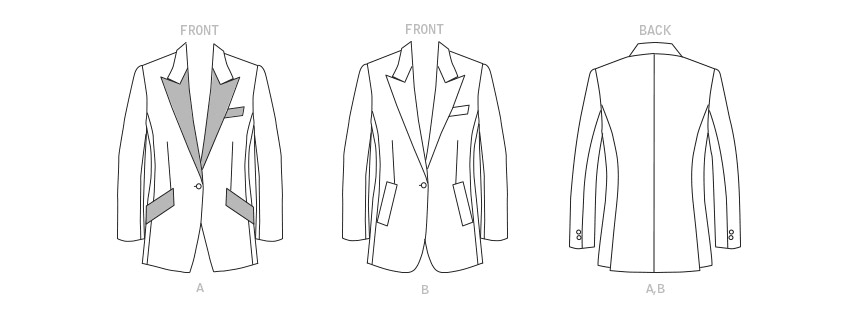 Butterick B6862 sewing pattern envelope showing misses' notched collar jacket designs