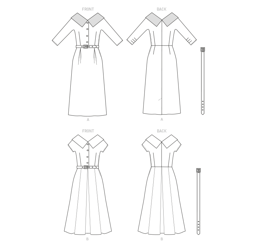 Butterick B6870 sewing pattern envelope showing misses' cape collar dress designs