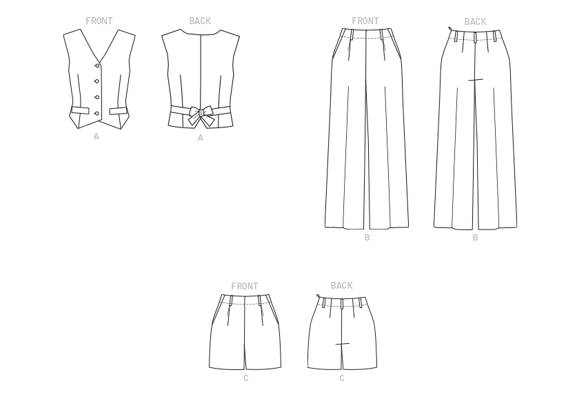 Butterick B6901 sewing pattern envelope showing the lined button front waistcoat designs