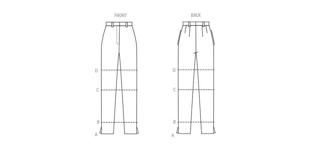 Butterick sewing pattern B6944 envelope showing trousers in four lengths