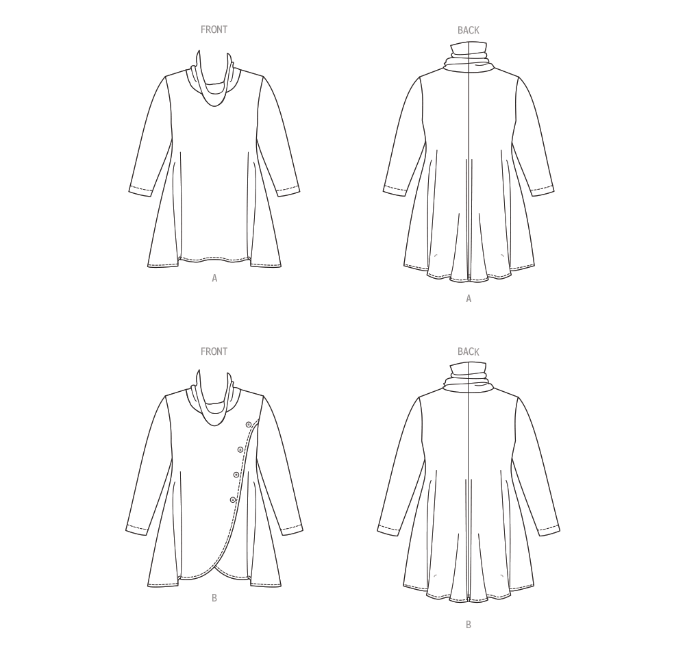 Butterick sewing pattern B6962 envelope showing a plus size pullover knit cowl neck top