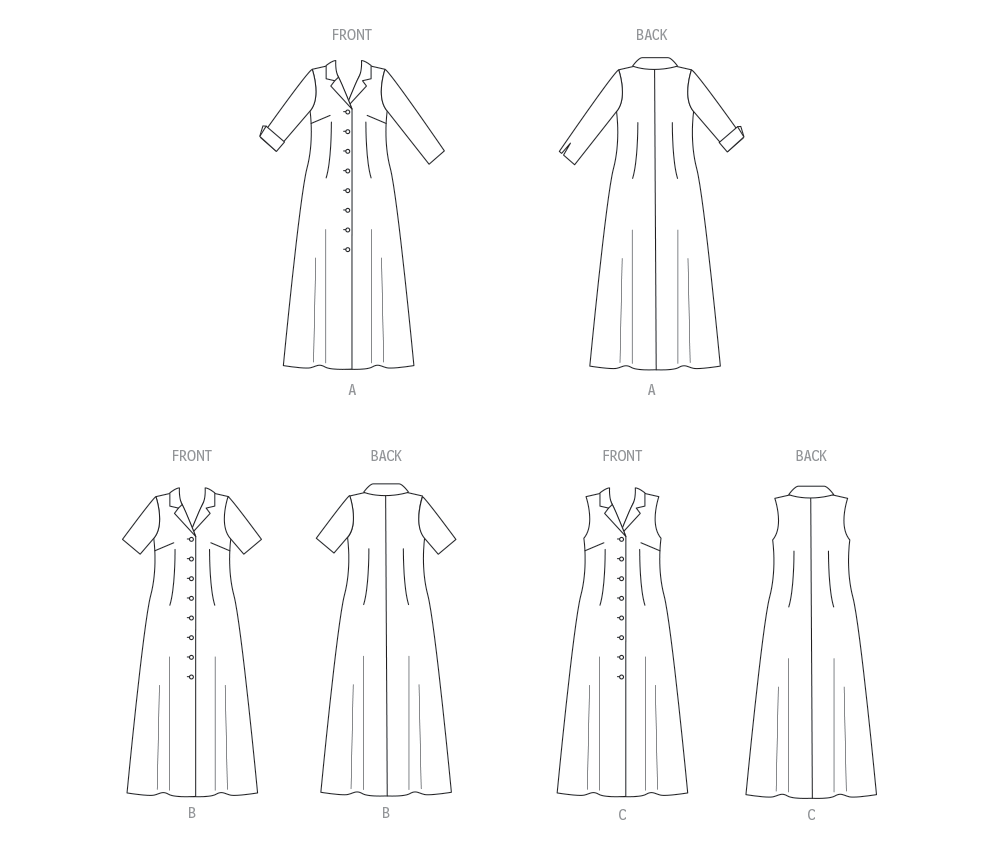 Butterick B6974 sewing pattern envelope showing a classic fit shirtdress