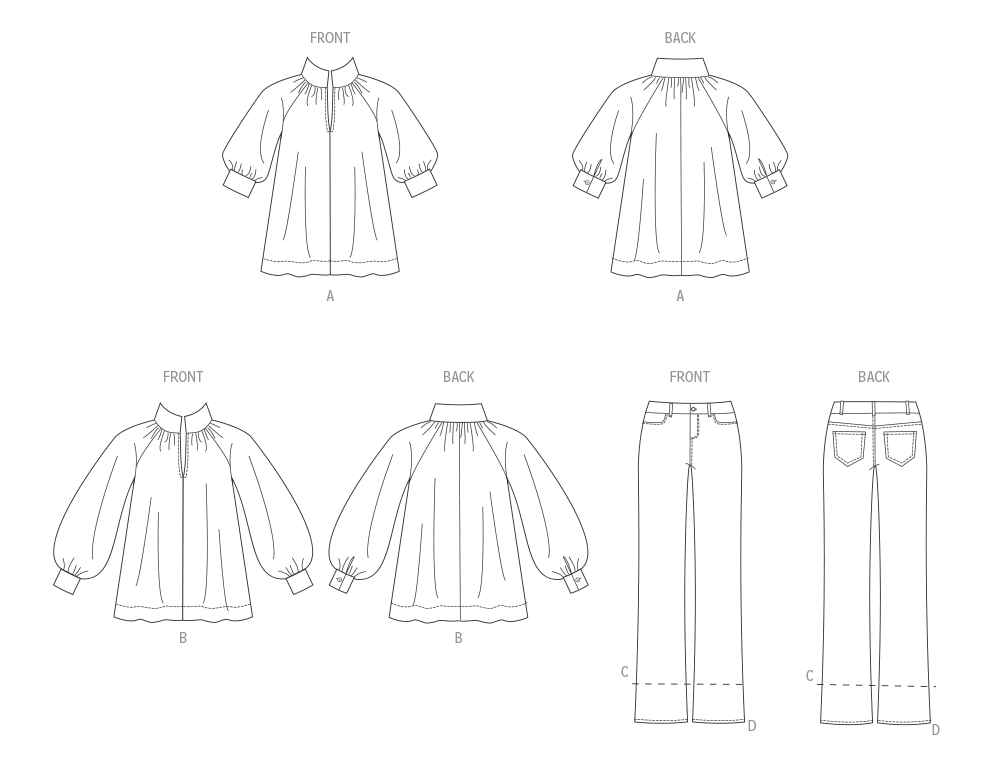 Butterick B6982 sewing pattern envelope showing a very loose-fitting pullover tunic