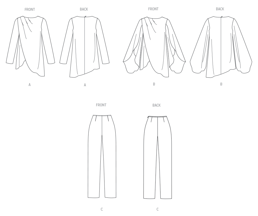 Butterick B7009 sewing pattern envelope showing asymmetric tunic designs
