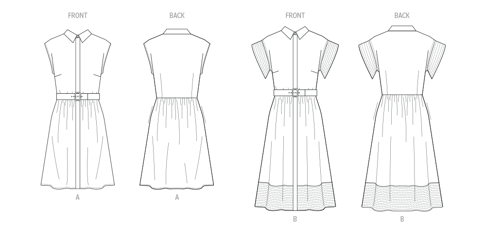 Butterick B7021 sewing pattern envelope showing misses' dress designs