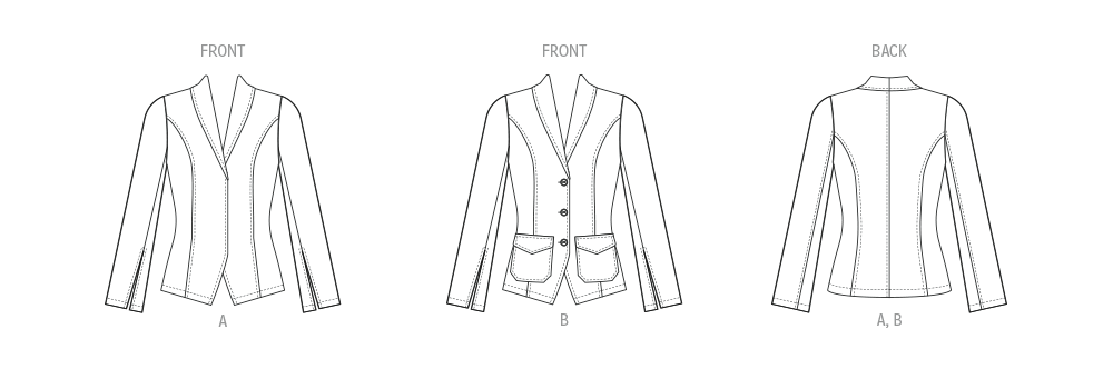 Butterick B7026 sewing pattern envelope showing misses' jacket designs