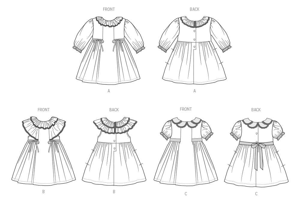 Butterick B7032 sewing pattern envelope showing toddler dress designs