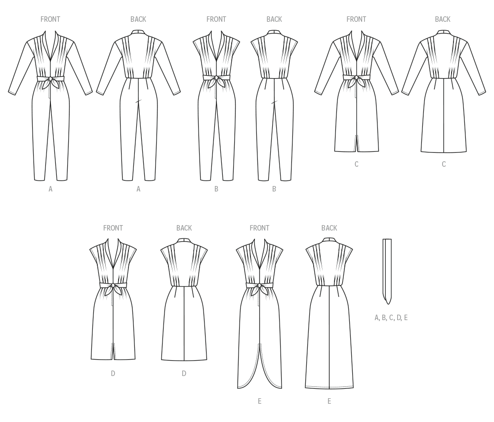 Butterick B7036 sewing pattern envelope showing vintage 1980s jumpsuit and dress designs