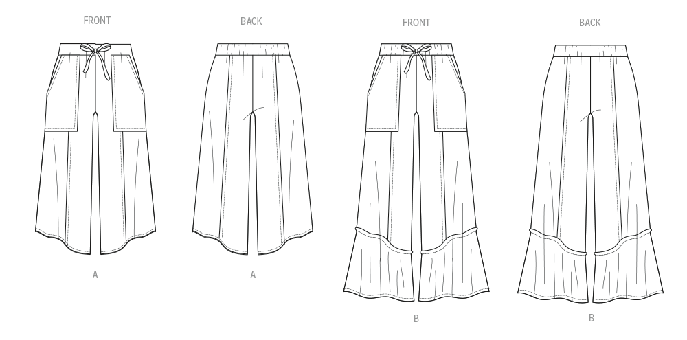 Butterick B7043 sewing pattern envelope showing pull-on trousers designs