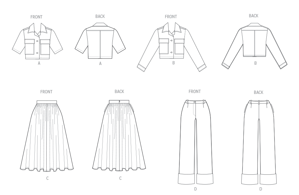 Butterick B7061 sewing pattern envelope showing waist-length jacket designs