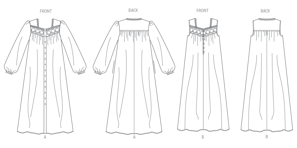 Butterick B7062 sewing pattern envelope showing button-front robe designs