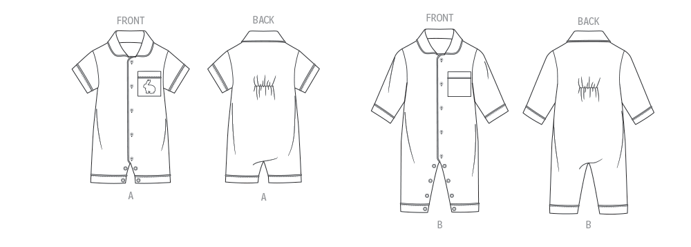 Butterick B7067 sewing pattern envelope showing baby sleepwear