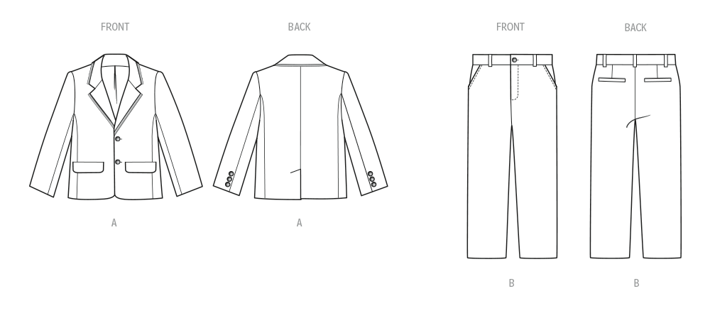 Butterick B7087 sewing pattern envelope showing a boys' lined blazer