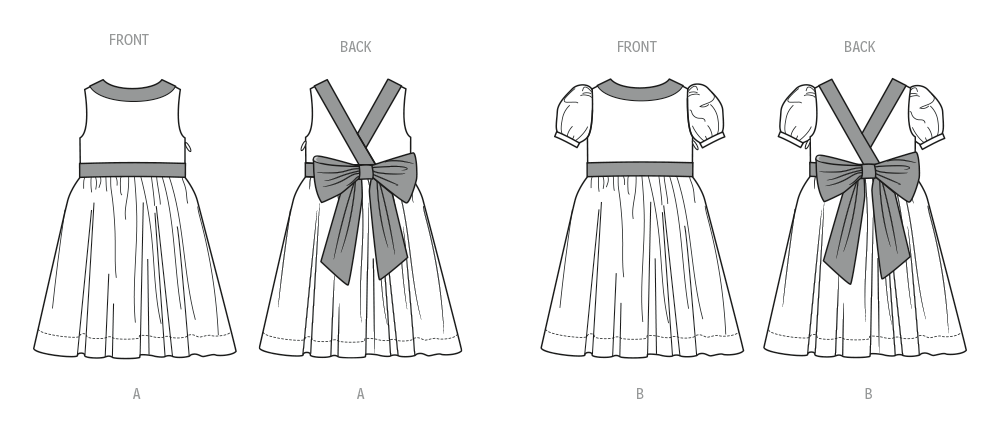 Butterick B7089 sewing pattern envelope showing a girls' lined special occasion dress with petticoat