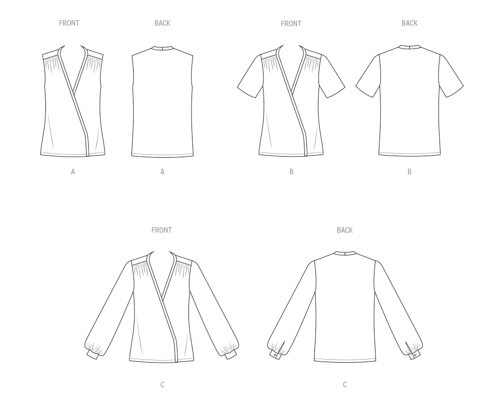 Butterick B7093 sewing pattern envelope showing 1980s blouse designs