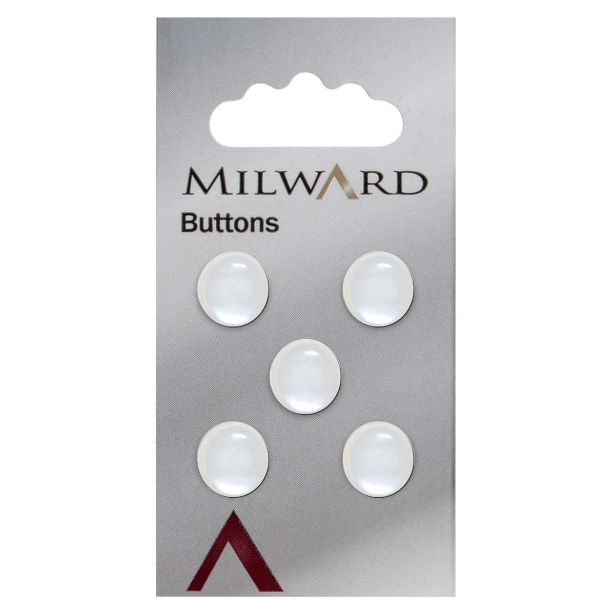 Round clear shank button with white diagonal stripes