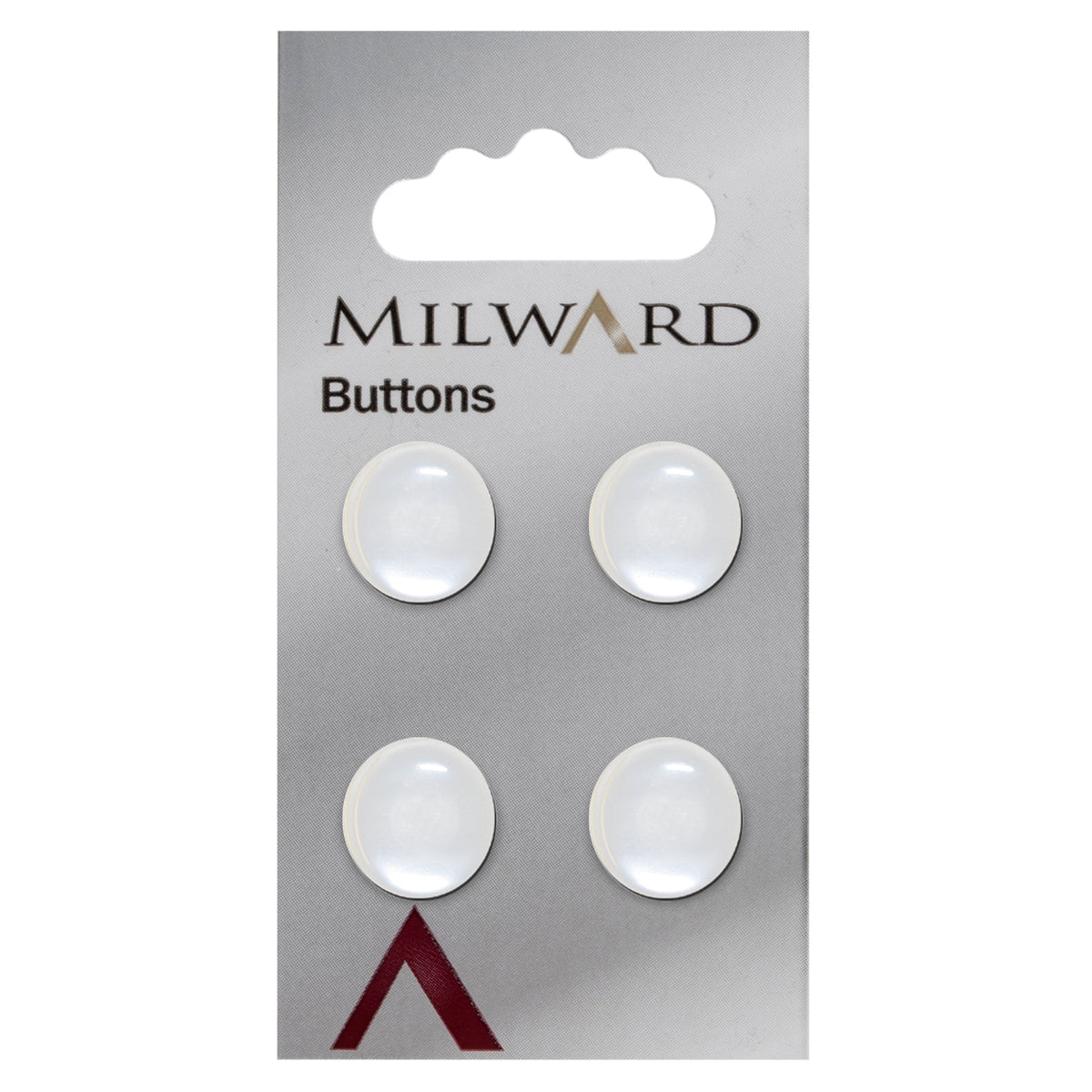 Round clear shank button with white diagonal stripes