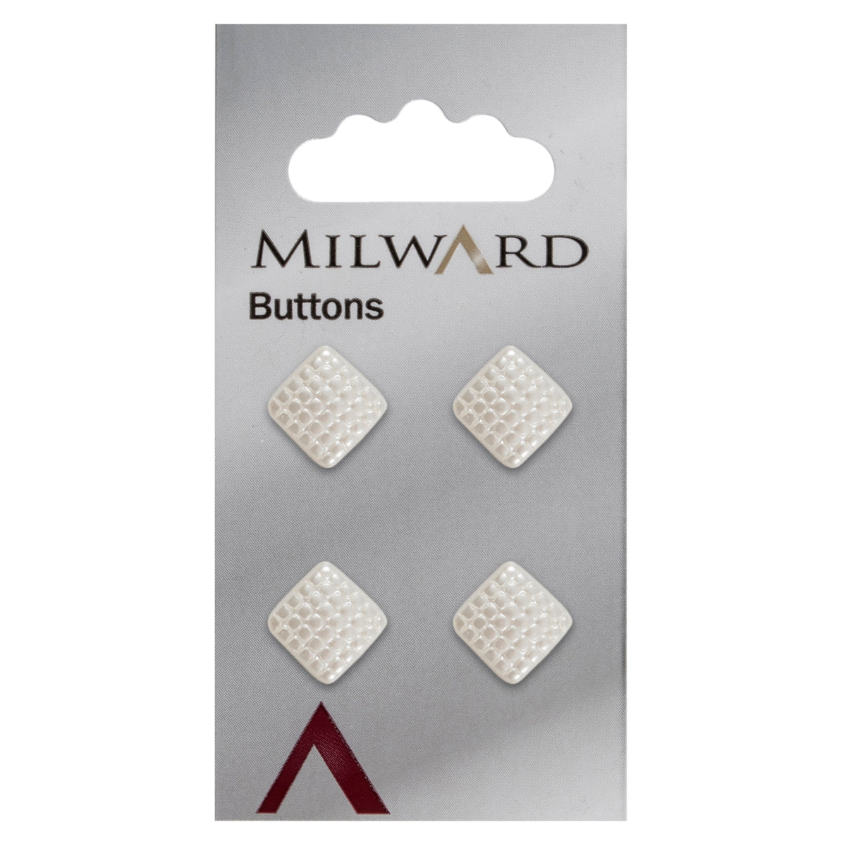 Pearl white square textured button