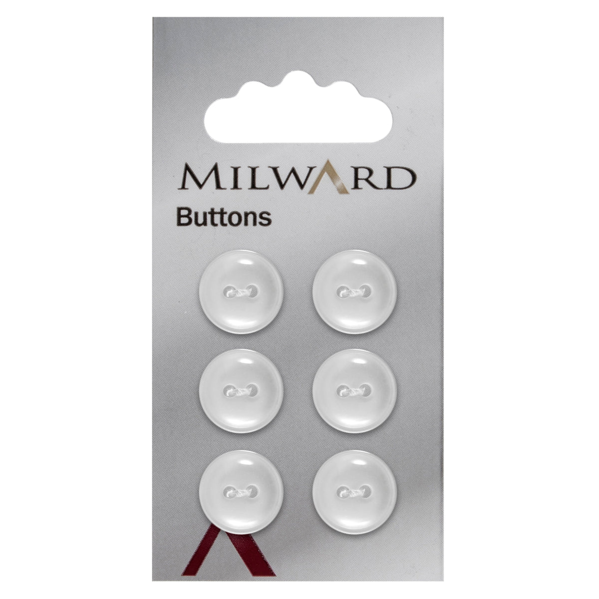 White round 2-hole button with a raised rim