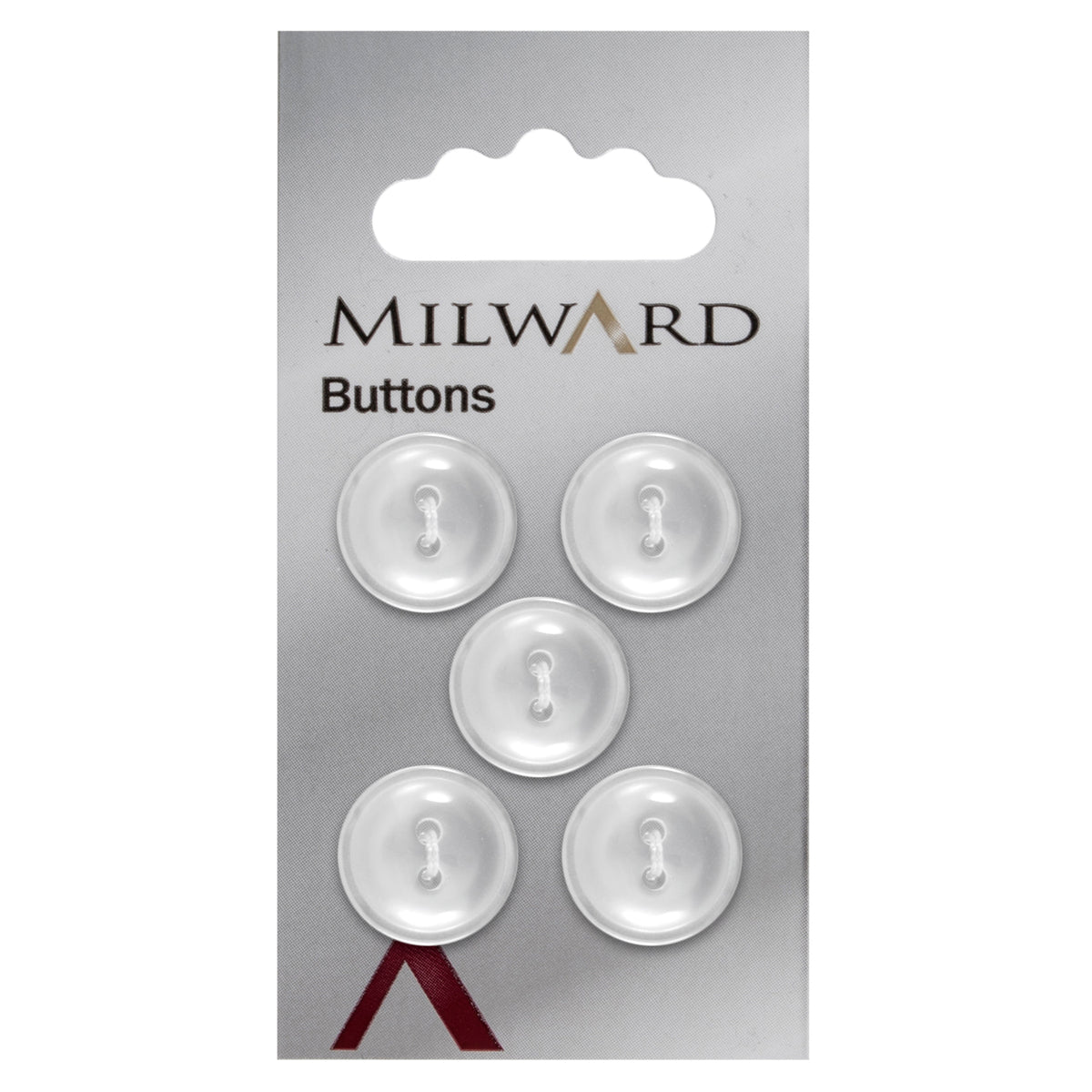 White round 2-hole button with a raised rim