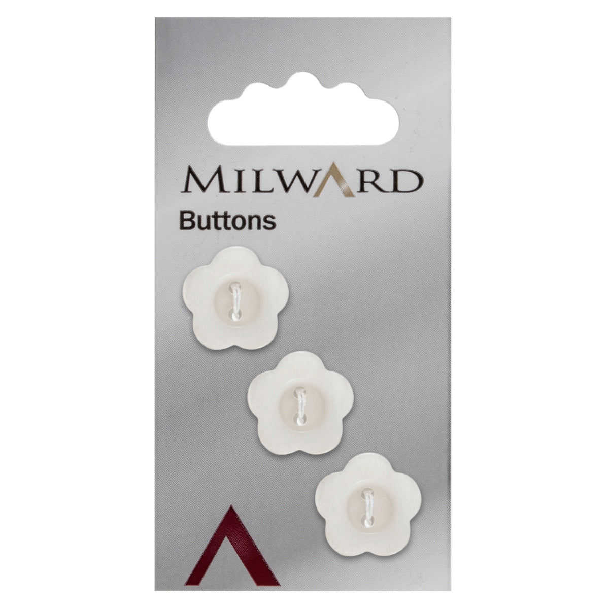 White pearl-effect flower-shaped 2-hole button