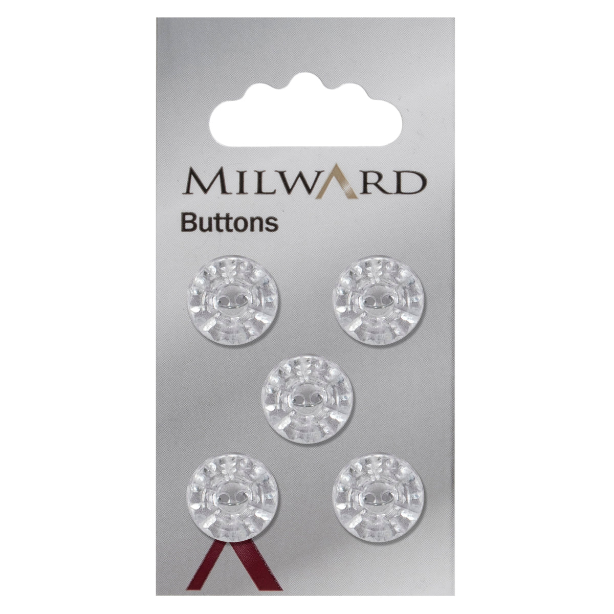 Clear faceted round 2-hole button