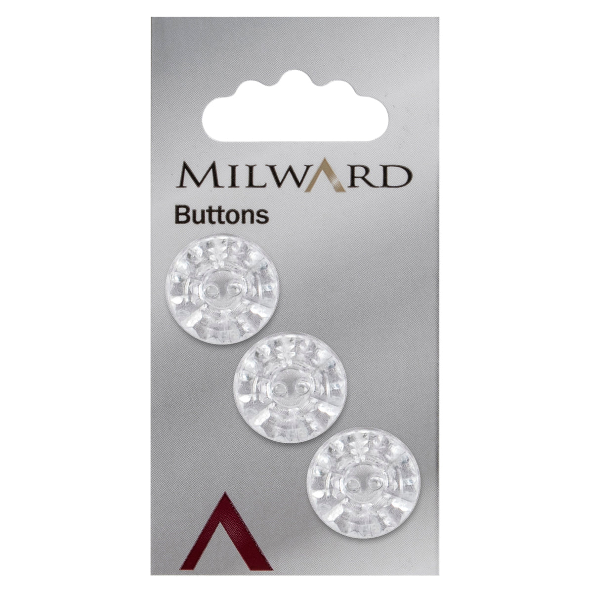 Clear faceted round 2-hole button