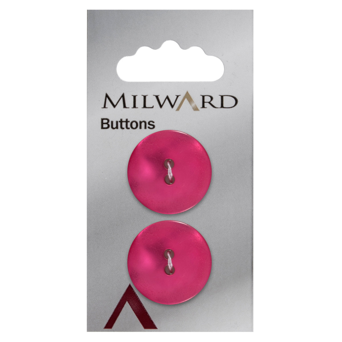 Cerise pink pearlised round 2-hole button with swirl pattern